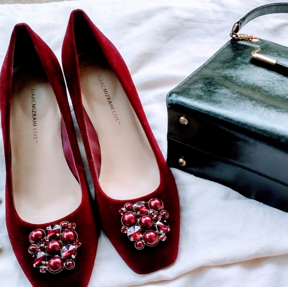 Isaac Mizrahi Shoes - Chic Isaac Mizrahi  Embellished Block Heel Pumps